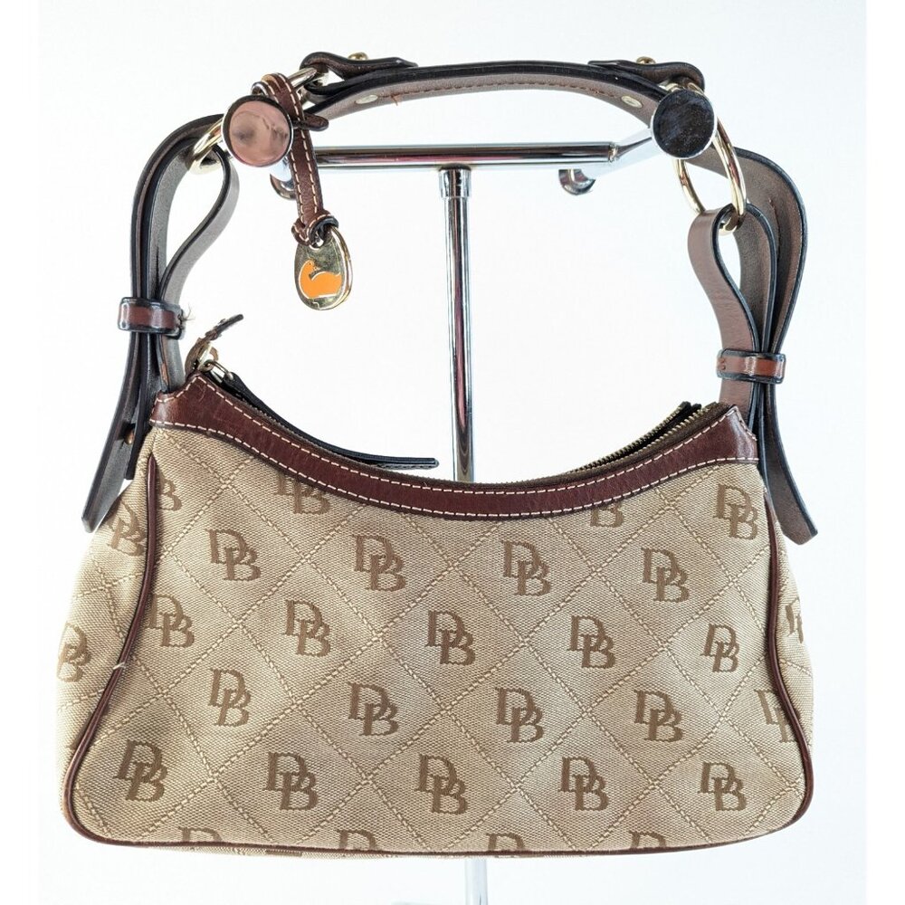 Vintage Dooney & Bourke Tan Brown Canvas Signature Handbag Purse EUC